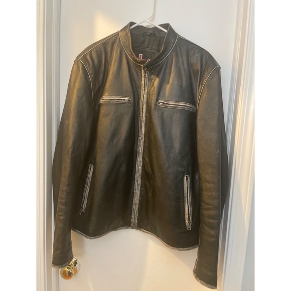 LW MOTERCYCLEMEN BLACK LEATHER JACKETSIZE 2XL